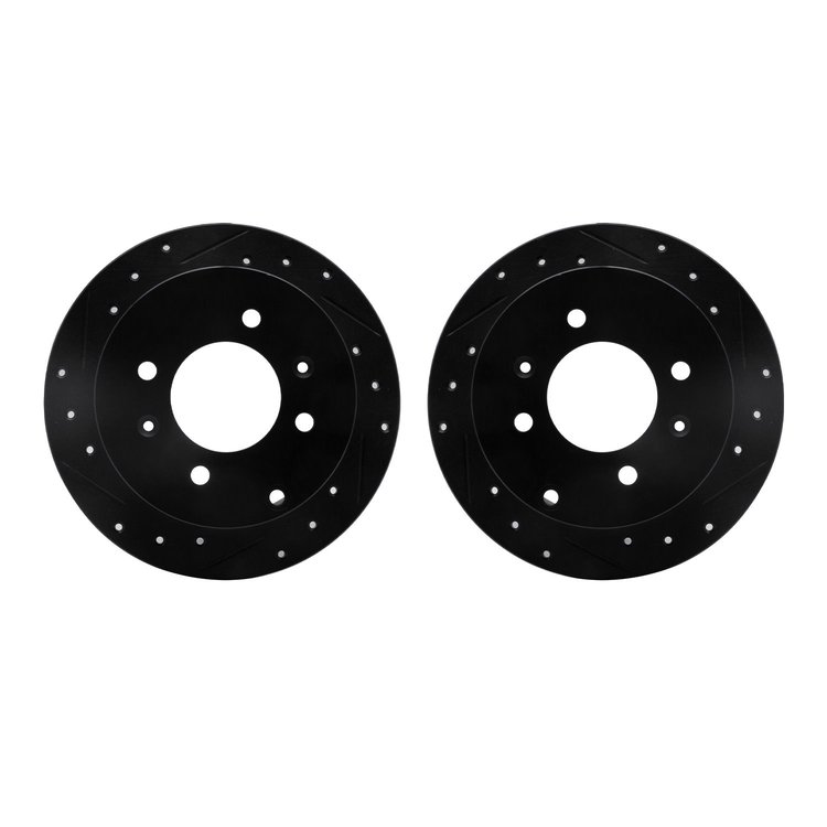 8002-03057 Drilled/Slotted Brake Rotors [Black], 1999-2006 Kia/Hyundai/Genesis, Position: Rear