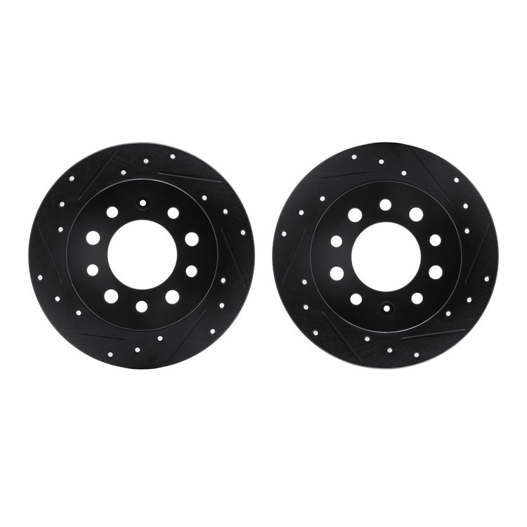8002-03059 Drilled/Slotted Brake Rotors [Black], 2003-2008 Kia/Hyundai/Genesis, Position: Rear