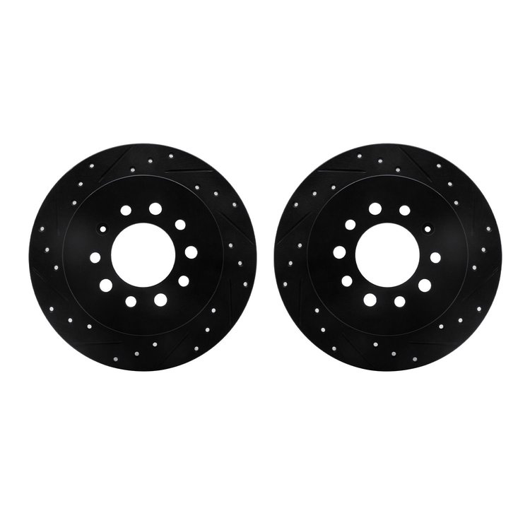 8002-03060 Drilled/Slotted Brake Rotors [Black], 2007-2008 Kia/Hyundai/Genesis, Position: Rear