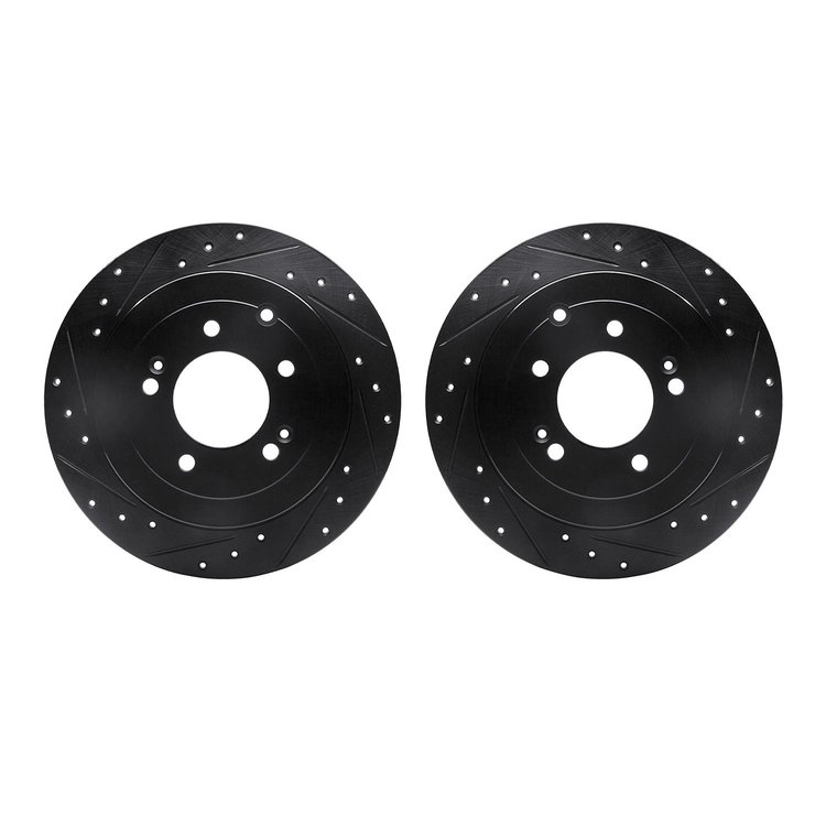 8002-03061 Drilled/Slotted Brake Rotors [Black], Fits Select Kia/Hyundai/Genesis, Position: Rear