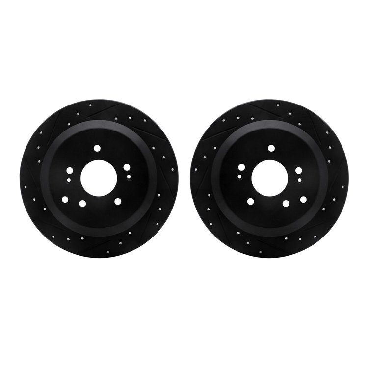 8002-03064 Drilled/Slotted Brake Rotors [Black], 2007-2012 Kia/Hyundai/Genesis, Position: Rear
