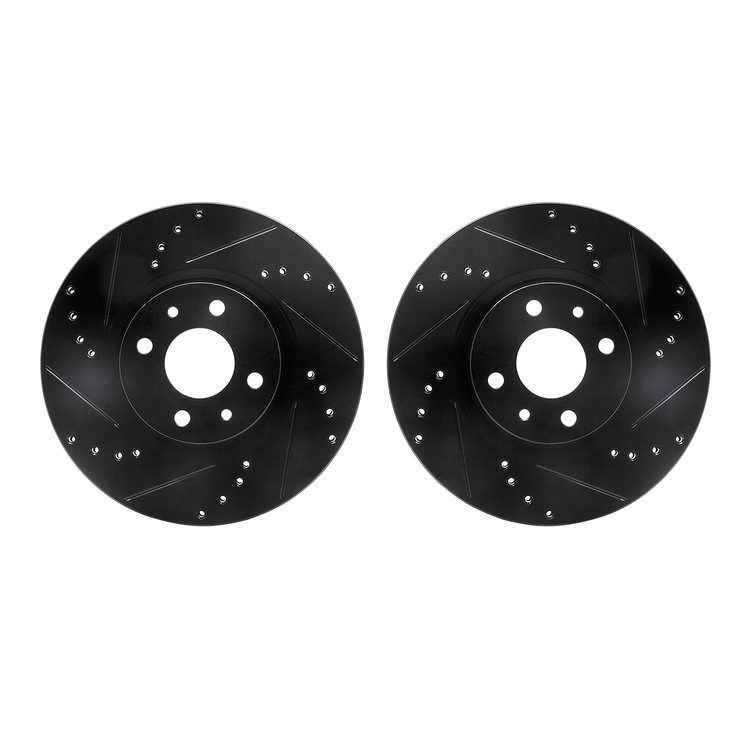 8002-07002 Drilled/Slotted Brake Rotors [Black], 2012-2019 Mopar, Position: Front