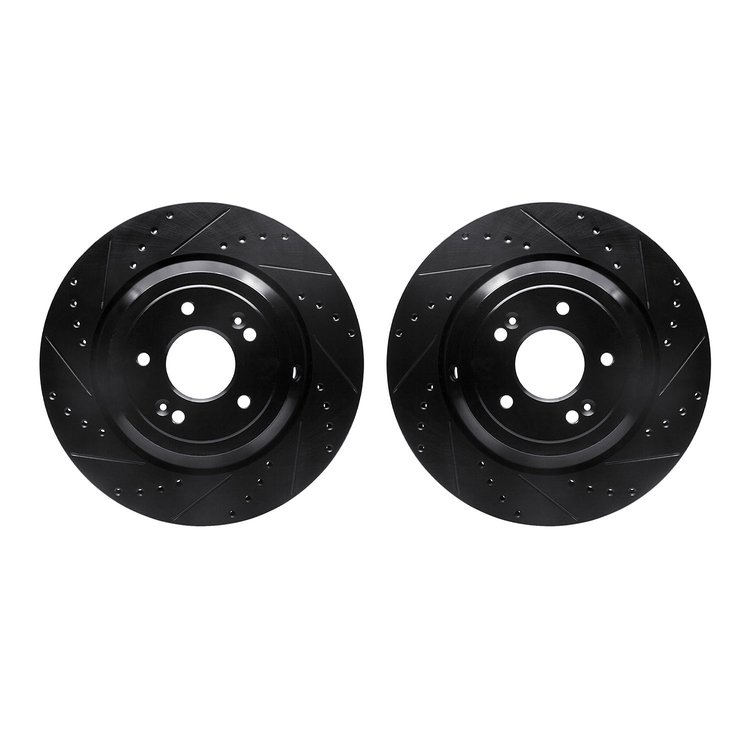 8002-10001 Drilled/Slotted Brake Rotors [Black], 2017-2020 Kia/Hyundai/Genesis, Position: Rear