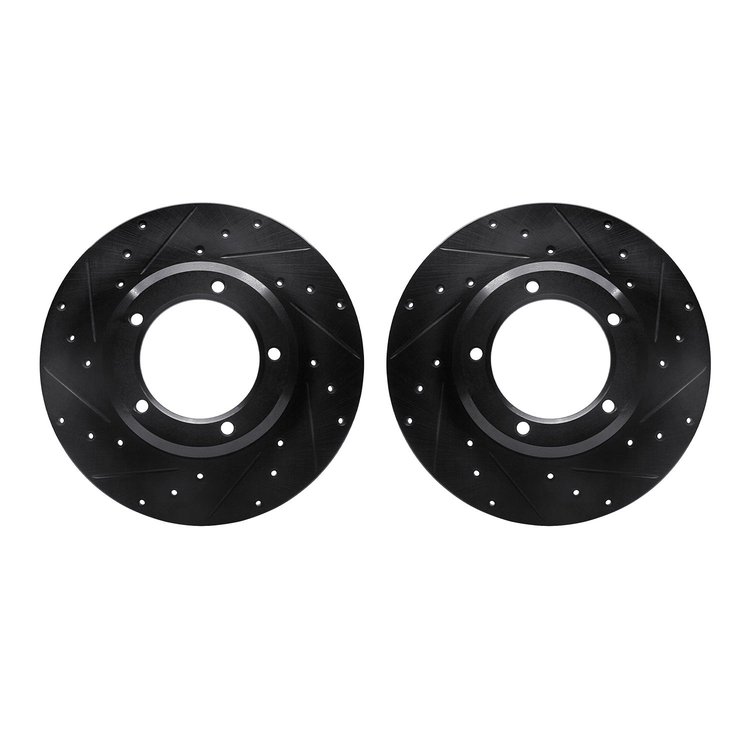 8002-11001 Drilled/Slotted Brake Rotors [Black], 1974-1999 Land Rover, Position: Front
