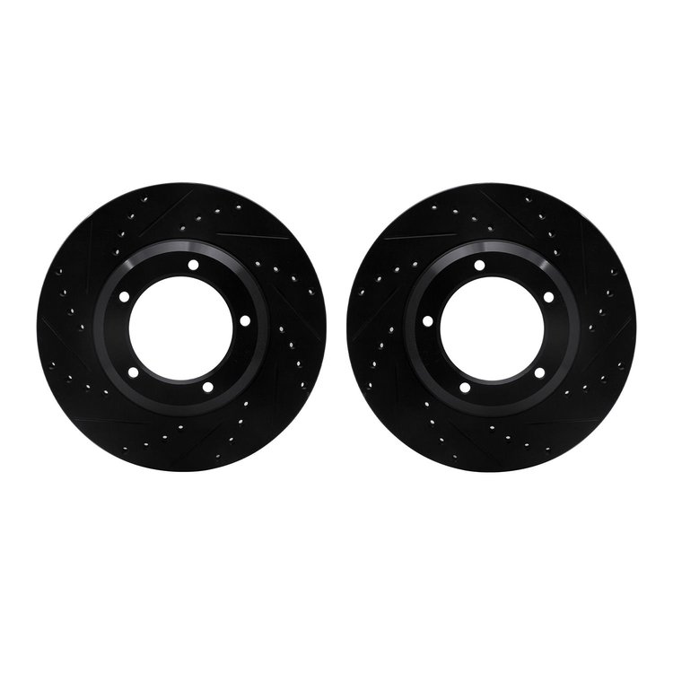 8002-11002 Drilled/Slotted Brake Rotors [Black], 1990-2016 Land Rover, Position: Front