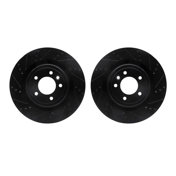 8002-11022 Drilled/Slotted Brake Rotors [Black], Fits Select Land Rover, Position: Rear