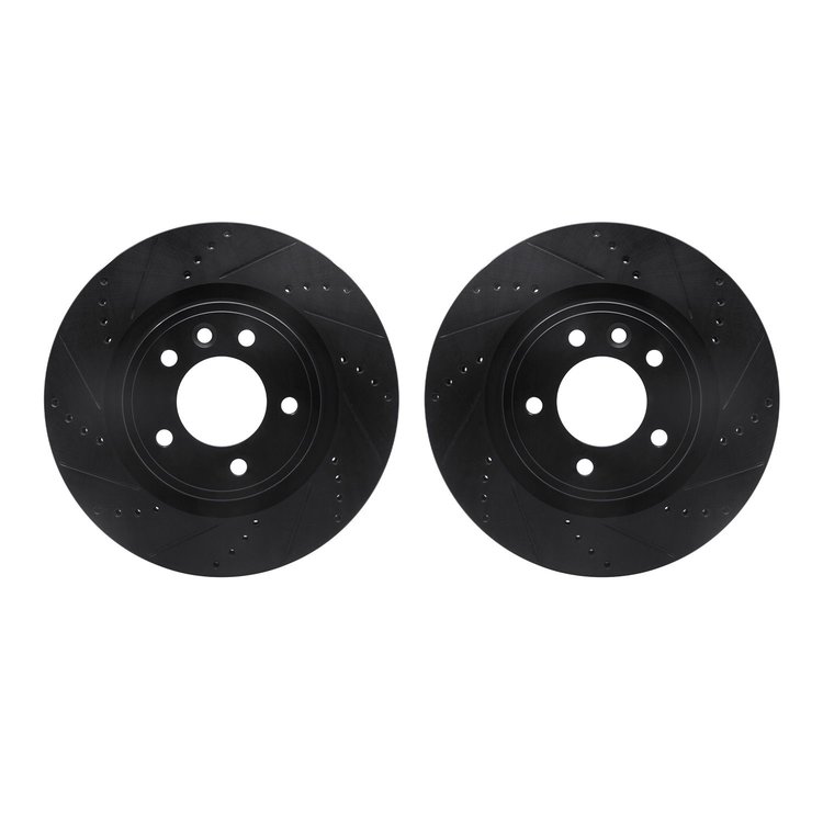 8002-11023 Drilled/Slotted Brake Rotors [Black], 2018-2020 Land Rover, Position: Rear