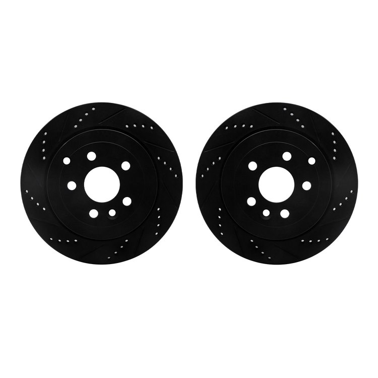 8002-11026 Drilled/Slotted Brake Rotors [Black], 2008-2012 Land Rover, Position: Rear