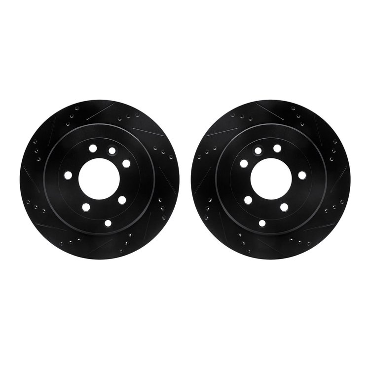 8002-11028 Drilled/Slotted Brake Rotors [Black], 2005-2007 Land Rover, Position: Rear
