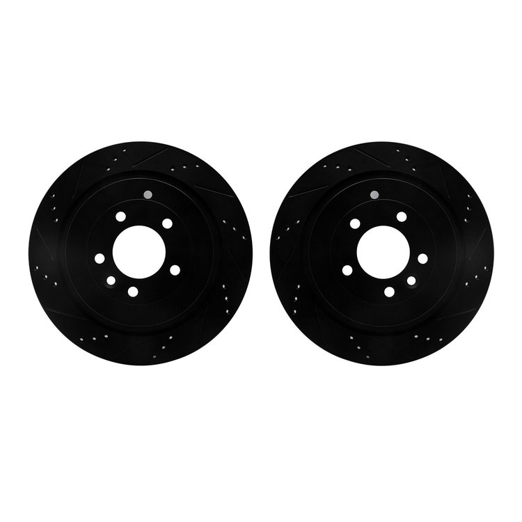 8002-11029 Drilled/Slotted Brake Rotors [Black], 2005-2016 Land Rover, Position: Rear