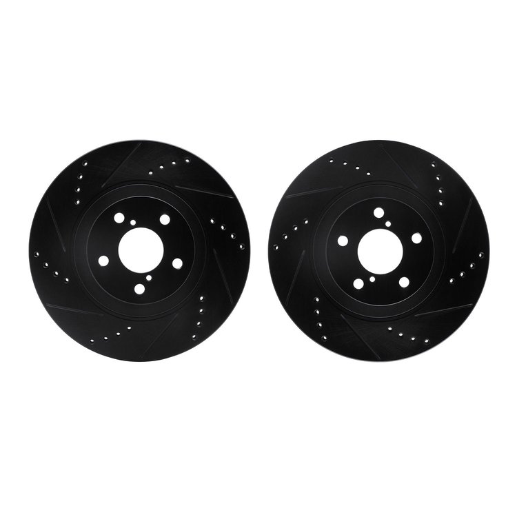 8002-13002 Drilled/Slotted Brake Rotors [Black], Fits Select Multiple Makes/Models, Position: Front