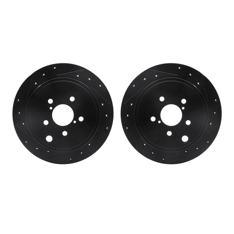 8002-13026 Drilled/Slotted Brake Rotors [Black], Fits Select Multiple Makes/Models, Position: Rear
