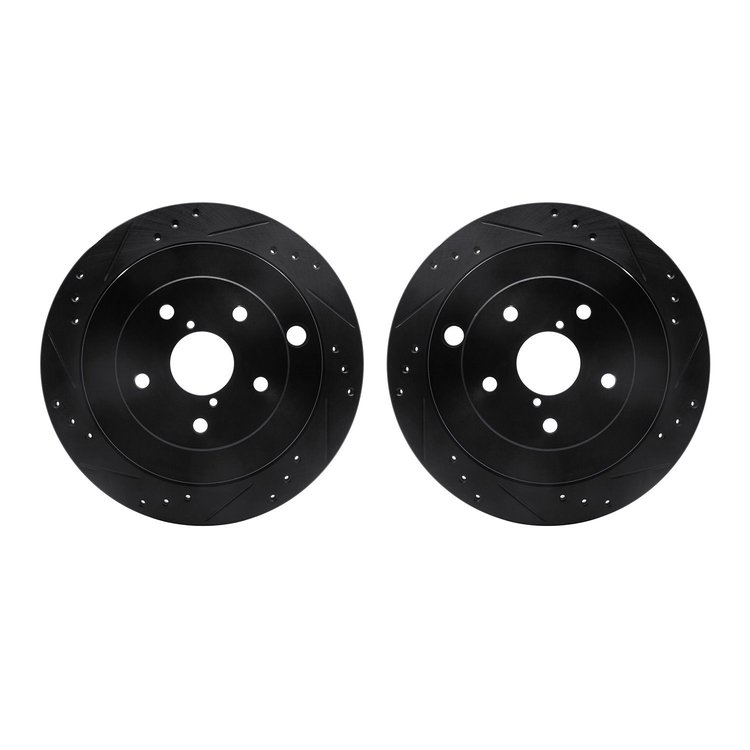 8002-13028 Drilled/Slotted Brake Rotors [Black], 2006-2014 Subaru, Position: Rear