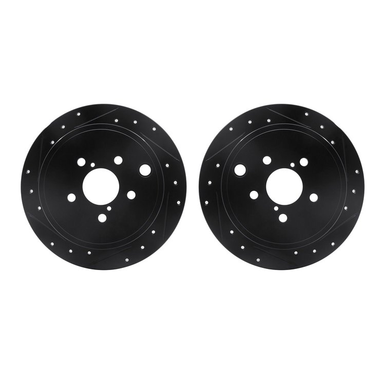 8002-13030 Drilled/Slotted Brake Rotors [Black], 2008-2015 Subaru, Position: Rear