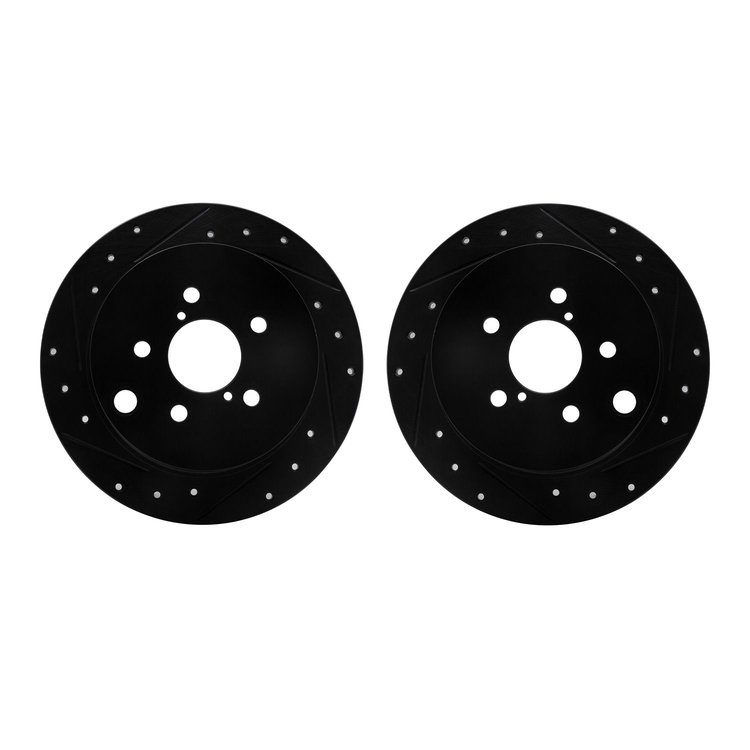 8002-13032 Drilled/Slotted Brake Rotors [Black], Fits Select Subaru, Position: Rear