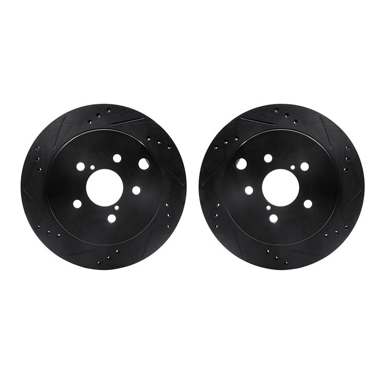 8002-13034 Drilled/Slotted Brake Rotors [Black], 2014-2018 Subaru, Position: Rear