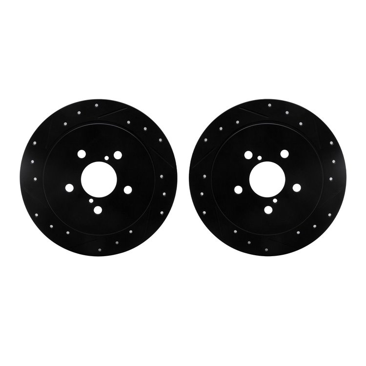 8002-13042 Drilled/Slotted Brake Rotors [Black], 2005-2009 Subaru, Position: Rear