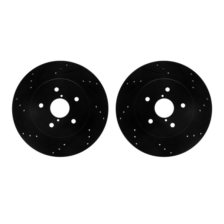 8002-13043 Drilled/Slotted Brake Rotors [Black], Fits Select Subaru, Position: Rear