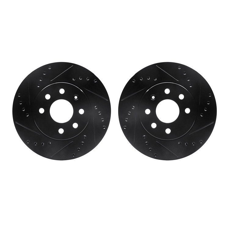 8002-18003 Drilled/Slotted Brake Rotors [Black], 2000-2002 GM, Position: Front