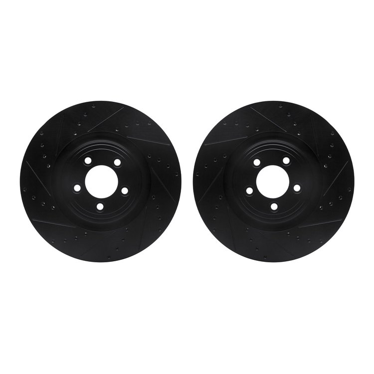 8002-20005 Drilled/Slotted Brake Rotors [Black], 2006-2021 Jaguar, Position: Front