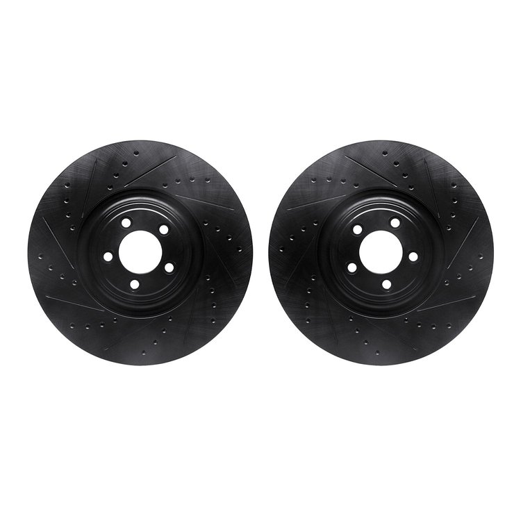 8002-20006 Drilled/Slotted Brake Rotors [Black], Fits Select Jaguar, Position: Front