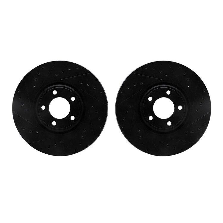 8002-20007 Drilled/Slotted Brake Rotors [Black], 2003-2005 Jaguar, Position: Front