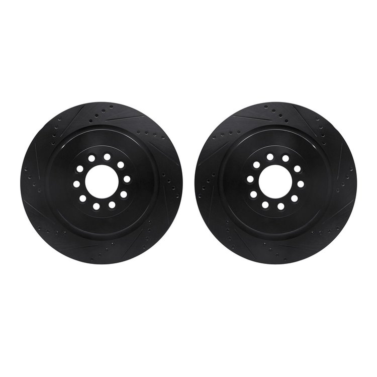 8002-20008 Drilled/Slotted Brake Rotors [Black], 2003-2005 Jaguar, Position: Front