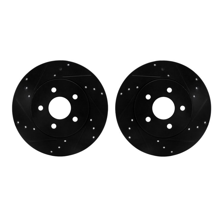 8002-20023 Drilled/Slotted Brake Rotors [Black], 2001-2008 Multiple Makes/Models, Position: Rear