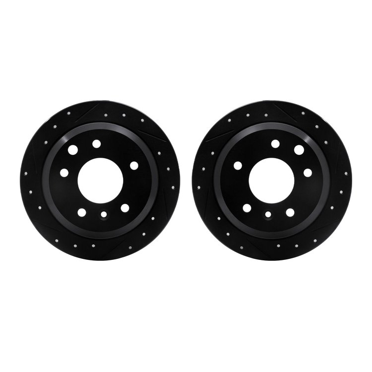 8002-20032 Drilled/Slotted Brake Rotors [Black], 1986-1989 Jaguar, Position: Rear