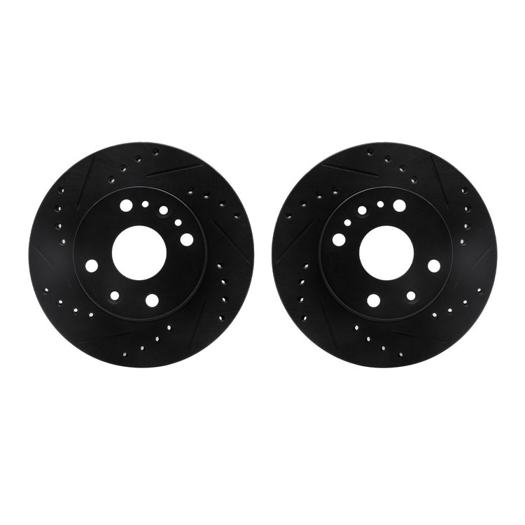 8002-21000 Drilled/Slotted Brake Rotors [Black], 1994-2002 Multiple Makes/Models, Position: Front