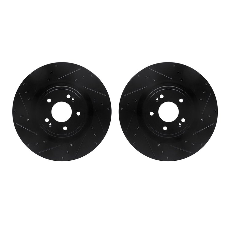 8002-21001 Drilled/Slotted Brake Rotors [Black], Fits Select Kia/Hyundai/Genesis, Position: Front
