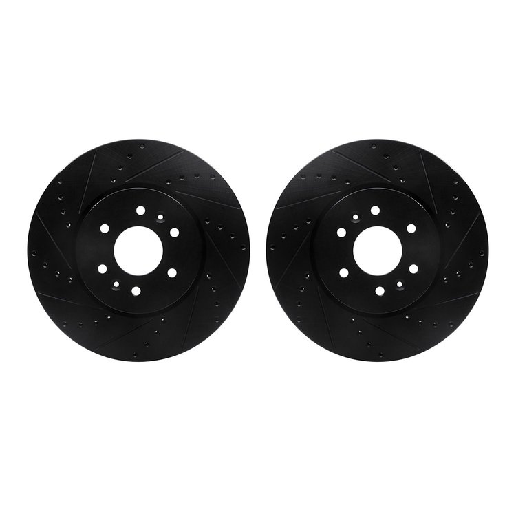 8002-21006 Drilled/Slotted Brake Rotors [Black], 2009-2010 Kia/Hyundai/Genesis, Position: Front