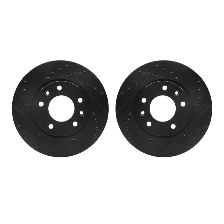 8002-21011 Drilled/Slotted Brake Rotors [Black], 2002-2002 Kia/Hyundai/Genesis, Position: Front