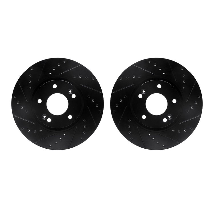 8002-21021 Drilled/Slotted Brake Rotors [Black], 2015-2019 Kia/Hyundai/Genesis, Position: Front