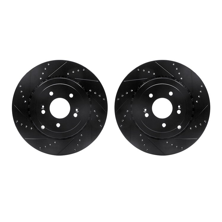 8002-21025 Drilled/Slotted Brake Rotors [Black], Fits Select Kia/Hyundai/Genesis, Position: Rear