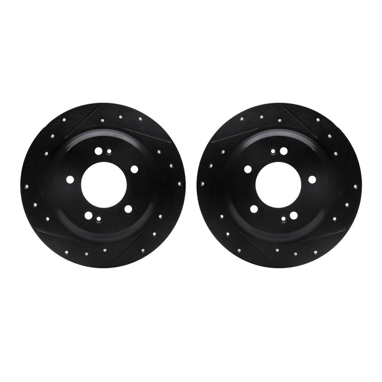 8002-21027 Drilled/Slotted Brake Rotors [Black], Fits Select Kia/Hyundai/Genesis, Position: Rear