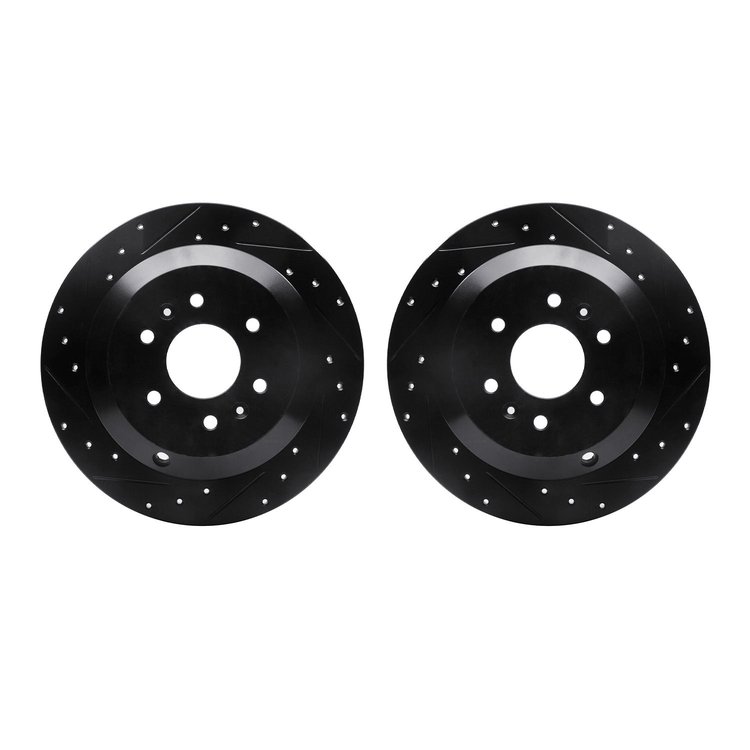 8002-21033 Drilled/Slotted Brake Rotors [Black], 2009-2010 Kia/Hyundai/Genesis, Position: Rear