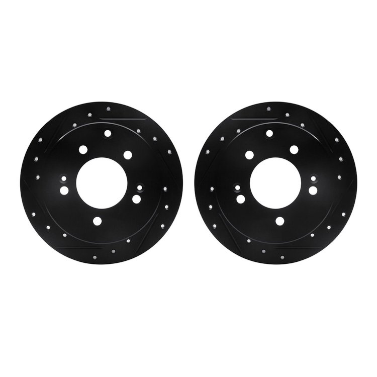 8002-21035 Drilled/Slotted Brake Rotors [Black], 2010-2013 Kia/Hyundai/Genesis, Position: Rear