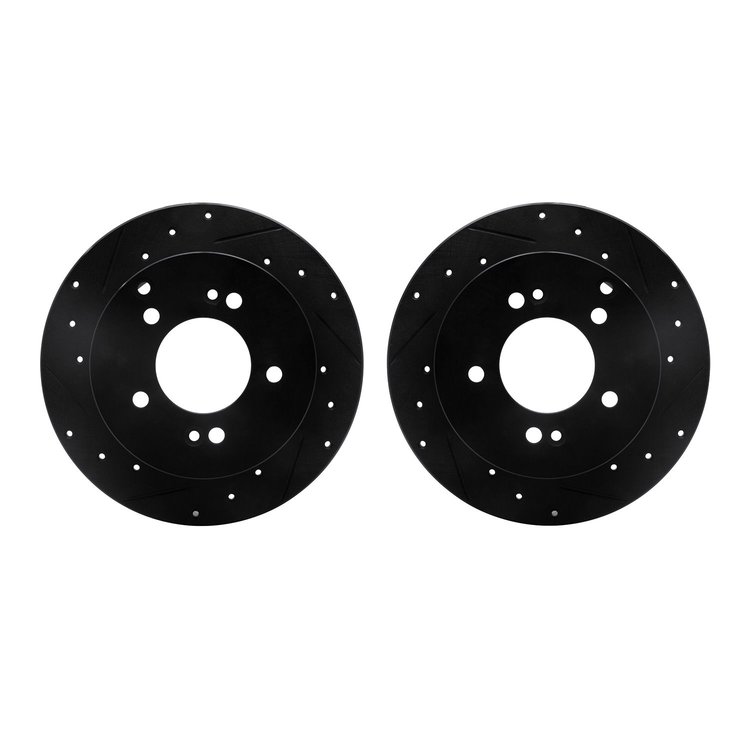 8002-21037 Drilled/Slotted Brake Rotors [Black], 2007-2012 Kia/Hyundai/Genesis, Position: Rear