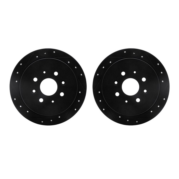 8002-21038 Drilled/Slotted Brake Rotors [Black], 1995-1997 Kia/Hyundai/Genesis, Position: Rear