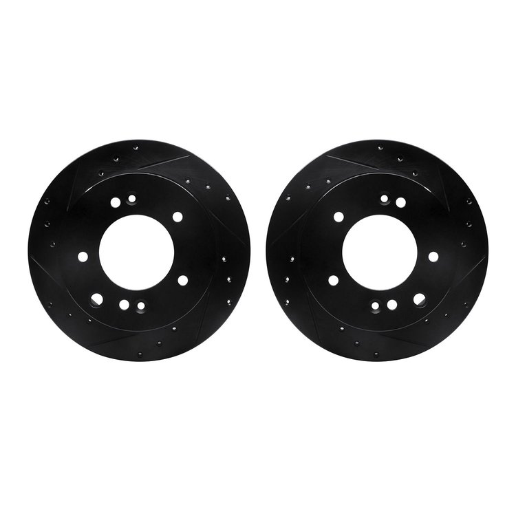 8002-21040 Drilled/Slotted Brake Rotors [Black], 2003-2006 Kia/Hyundai/Genesis, Position: Rear