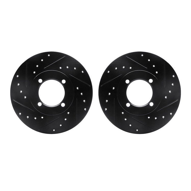 8002-22000 Drilled/Slotted Brake Rotors [Black], 1974-1979 Multiple Makes/Models, Position: Front
