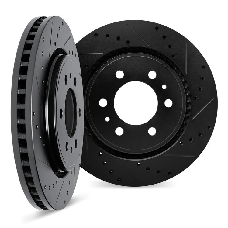 8002-23005 Drilled/Slotted Brake Rotors [Black], 1972-1979 Renault, Position: Front