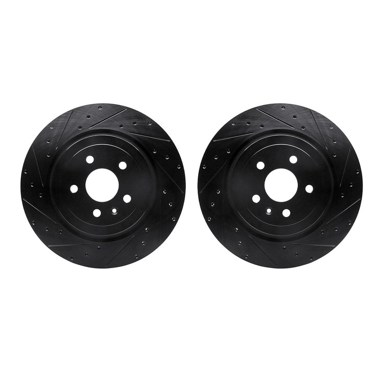 8002-26003 Drilled/Slotted Brake Rotors [Black], 2012-2020 Tesla, Position: Rear