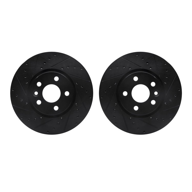 8002-27001 Drilled/Slotted Brake Rotors [Black], 2007-2018 Multiple Makes/Models, Position: Front