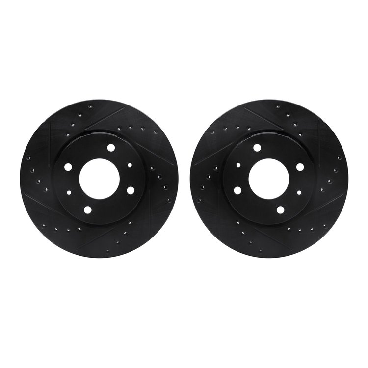 8002-27018 Drilled/Slotted Brake Rotors [Black], 2000-2004 Volvo, Position: Front