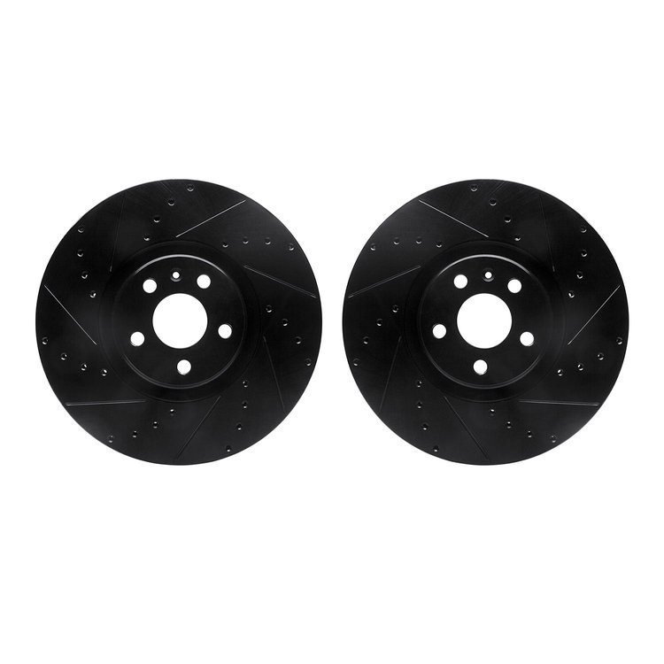 8002-27025 Drilled/Slotted Brake Rotors [Black], Fits Select Multiple Makes/Models, Position: Front