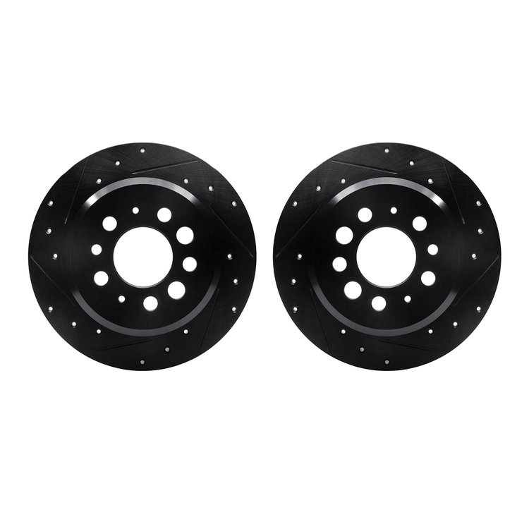 8002-27032 Drilled/Slotted Brake Rotors [Black], 1967-1974 Volvo, Position: Rear