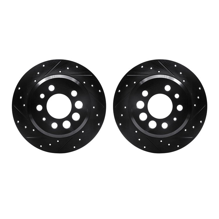 8002-27033 Drilled/Slotted Brake Rotors [Black], 1974-1997 Volvo, Position: Rear