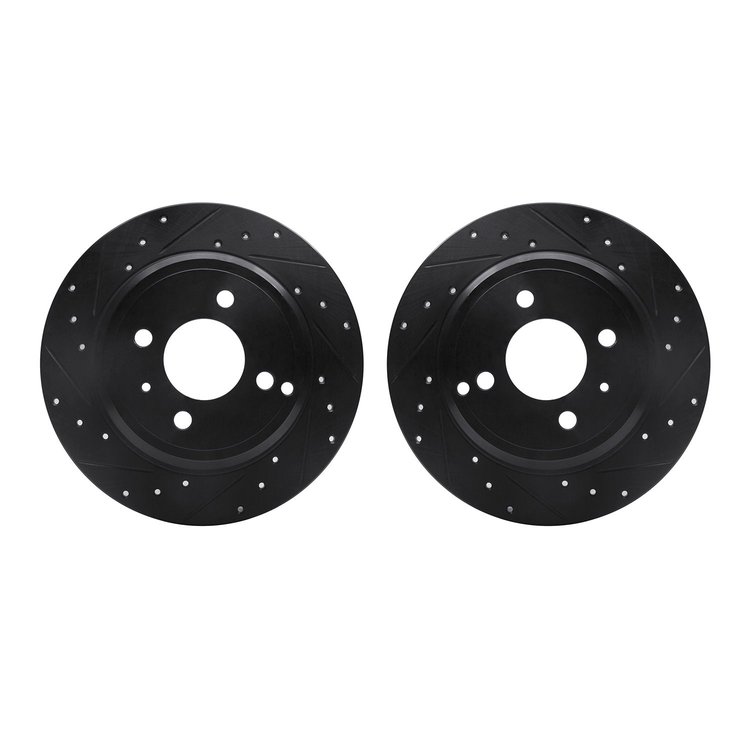 8002-27035 Drilled/Slotted Brake Rotors [Black], 1993-1995 Volvo, Position: Rear